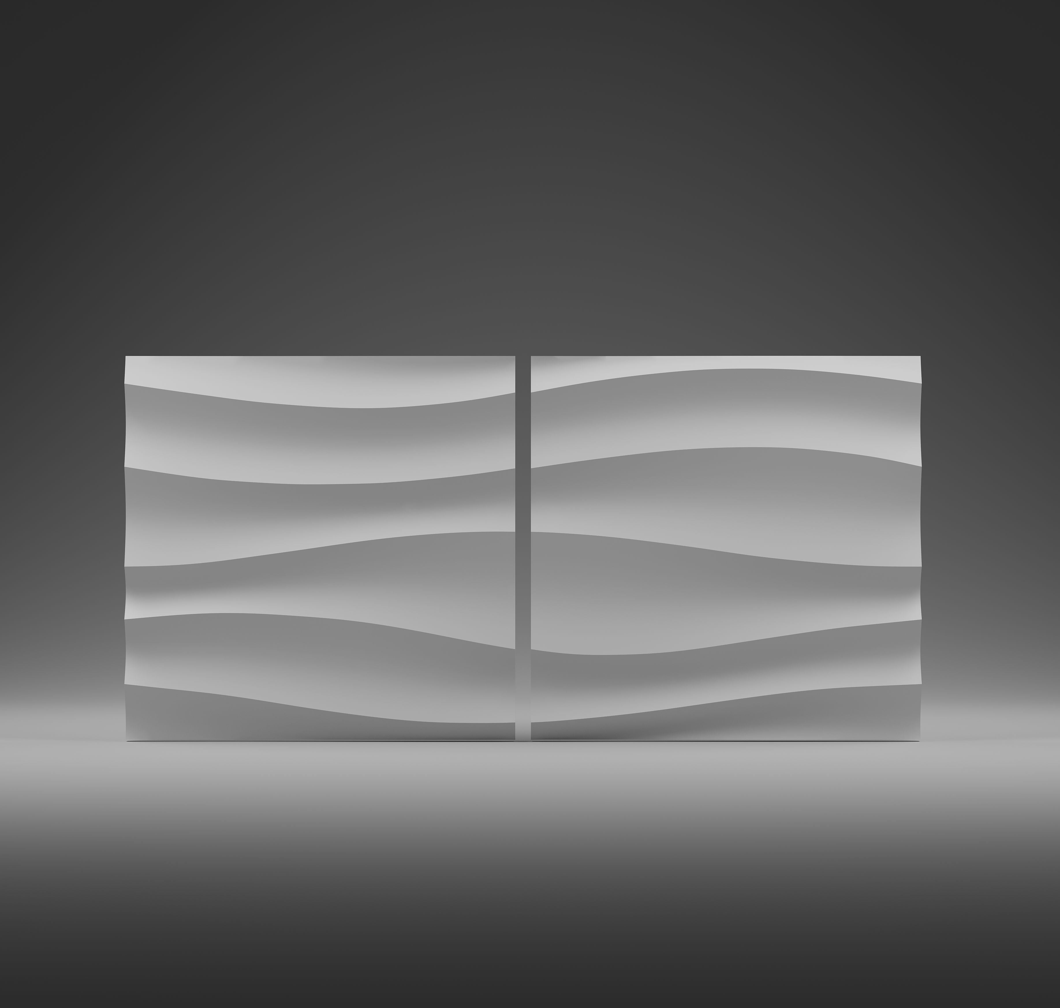Set of 2 wall panels from gypsum, organic wave pattern design, flowing pattern