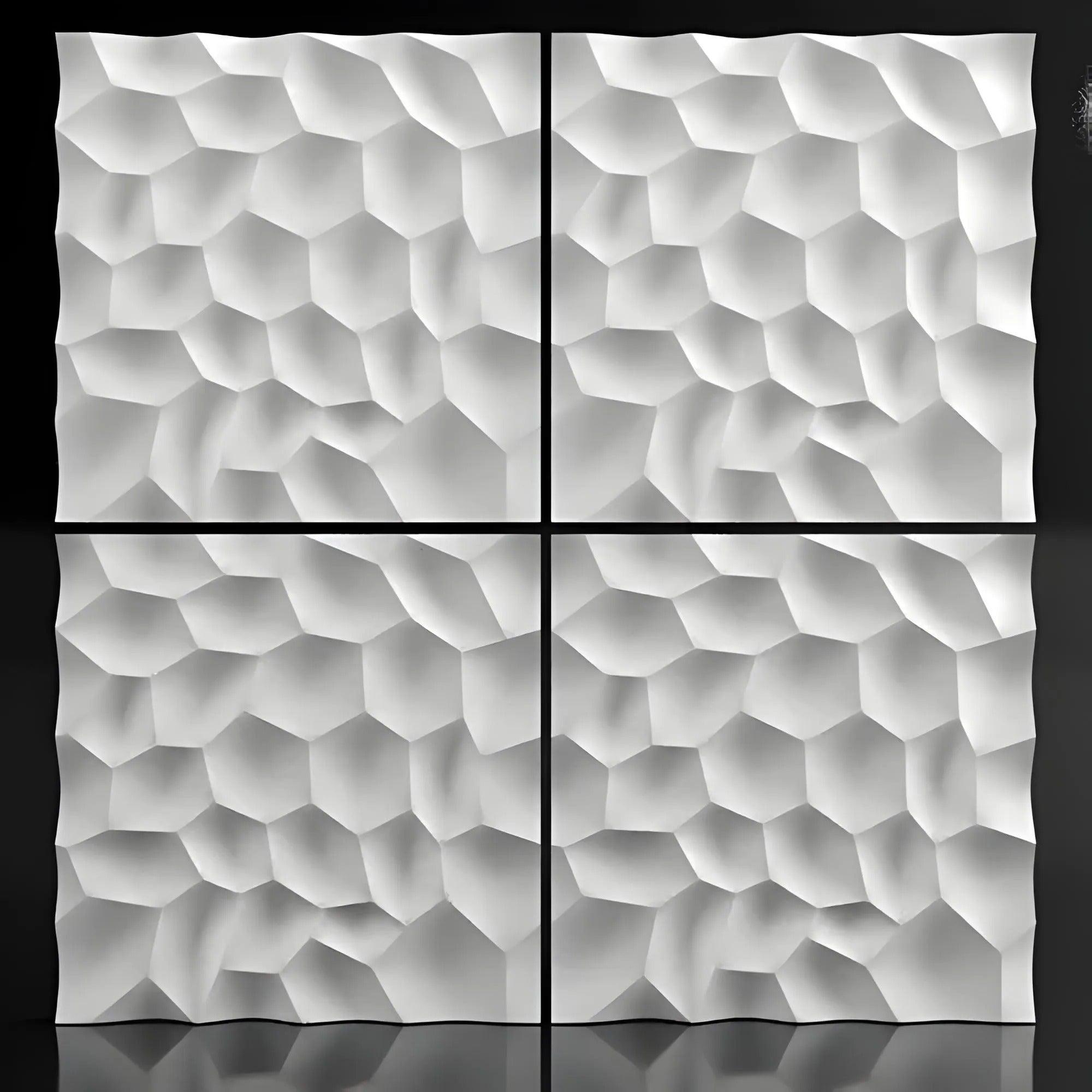 product photo faceted natural 3d porcelain plaster panels three dimensional wall art swiss quality