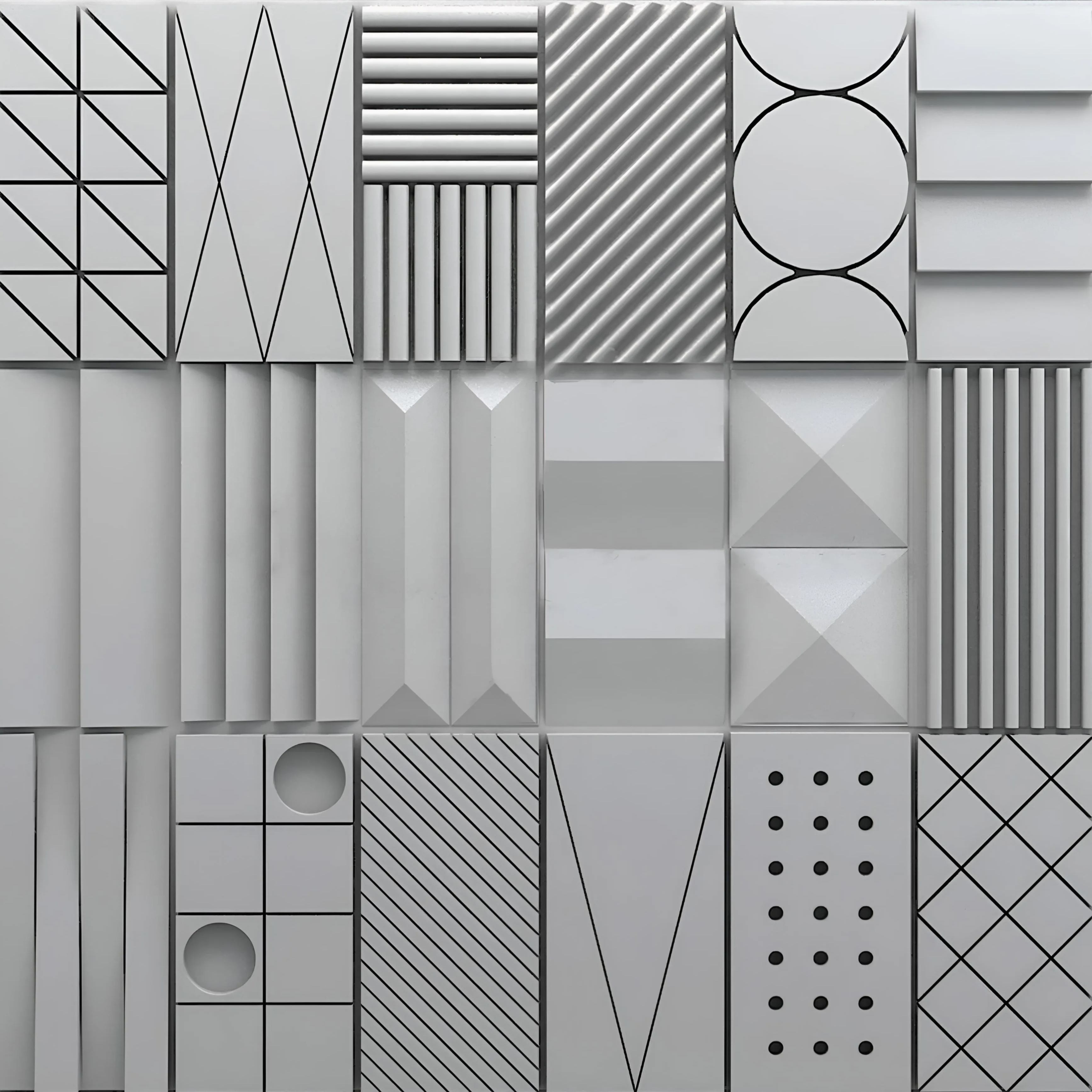 Kandes Swiss 3d wall panels from gypsum offer a high level of geometric pattern precision and panel alignment
