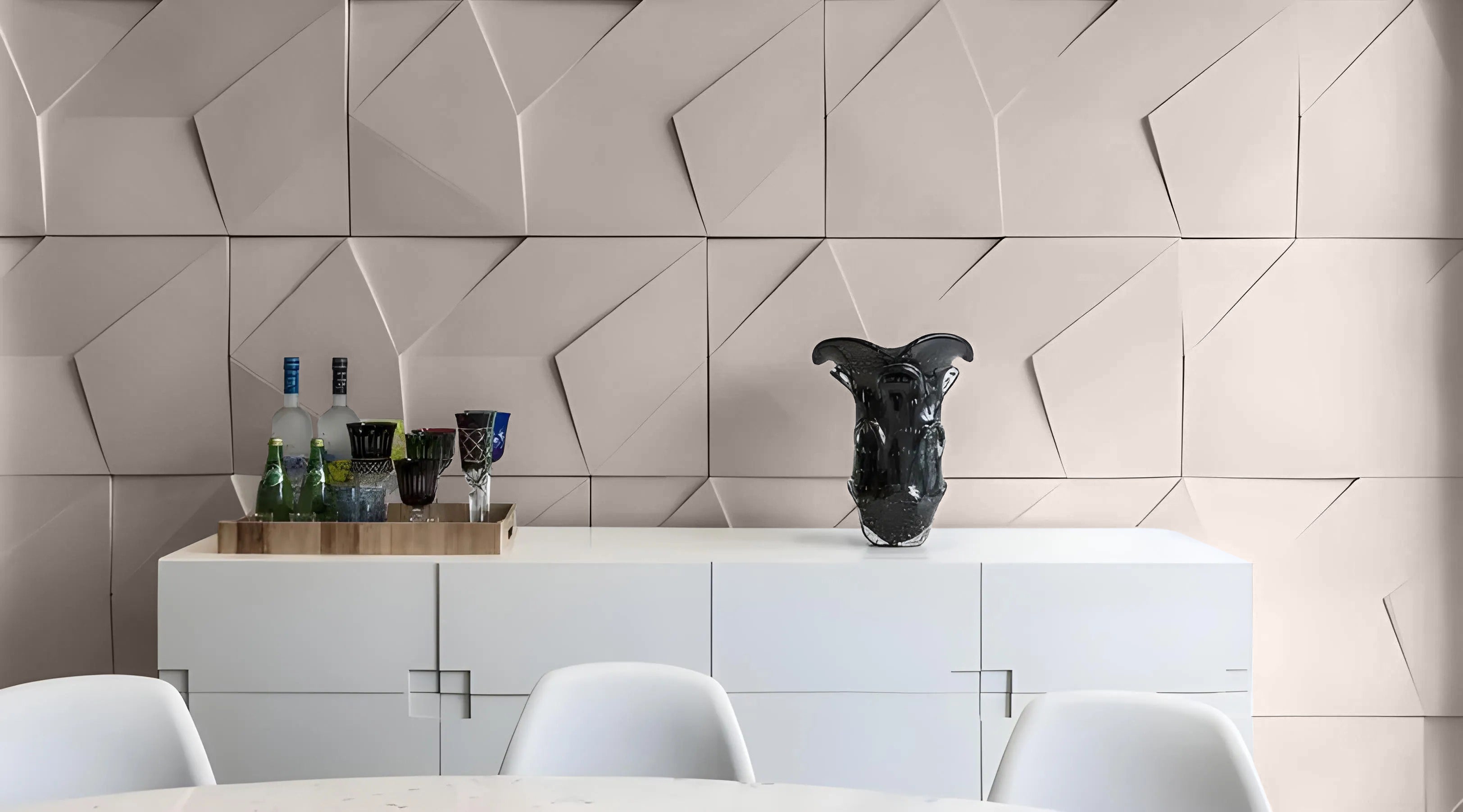 Textured 3D wall panels featuring an angular, geometric design that enhances depth and dimension. Made from premium gypsum, these fire-resistant and eco-conscious panels bring a bold, architectural aesthetic to interiors. Perfect for modern spaces, they seamlessly blend style and functionality.