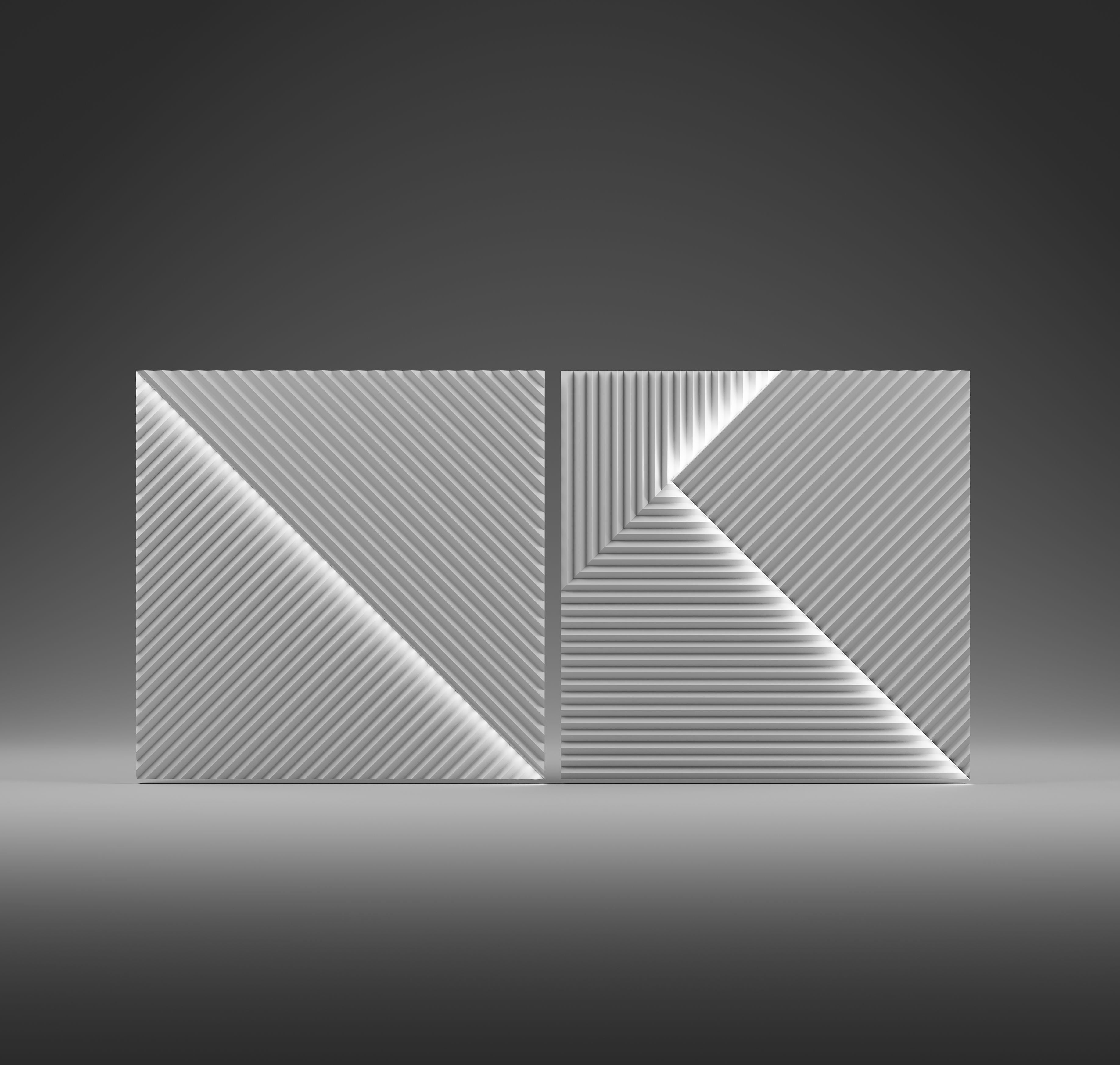 Kandes Gypsum 3D Wall Coverings Geometric Design Pattern with Integrated LED Lighting