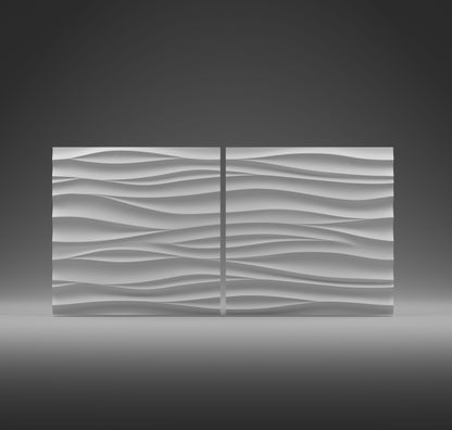 Set of 2 wall panels from gypsum with flowing organic wave design