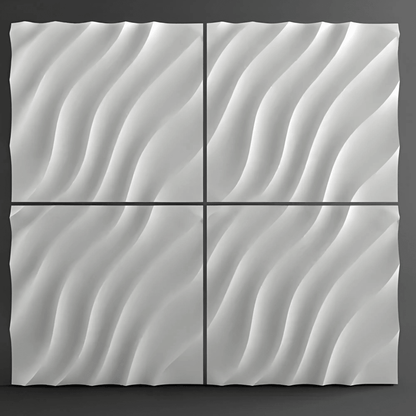 product photo 3d gypsum wall panel Swiss quality white feature wall dune waves pattern 