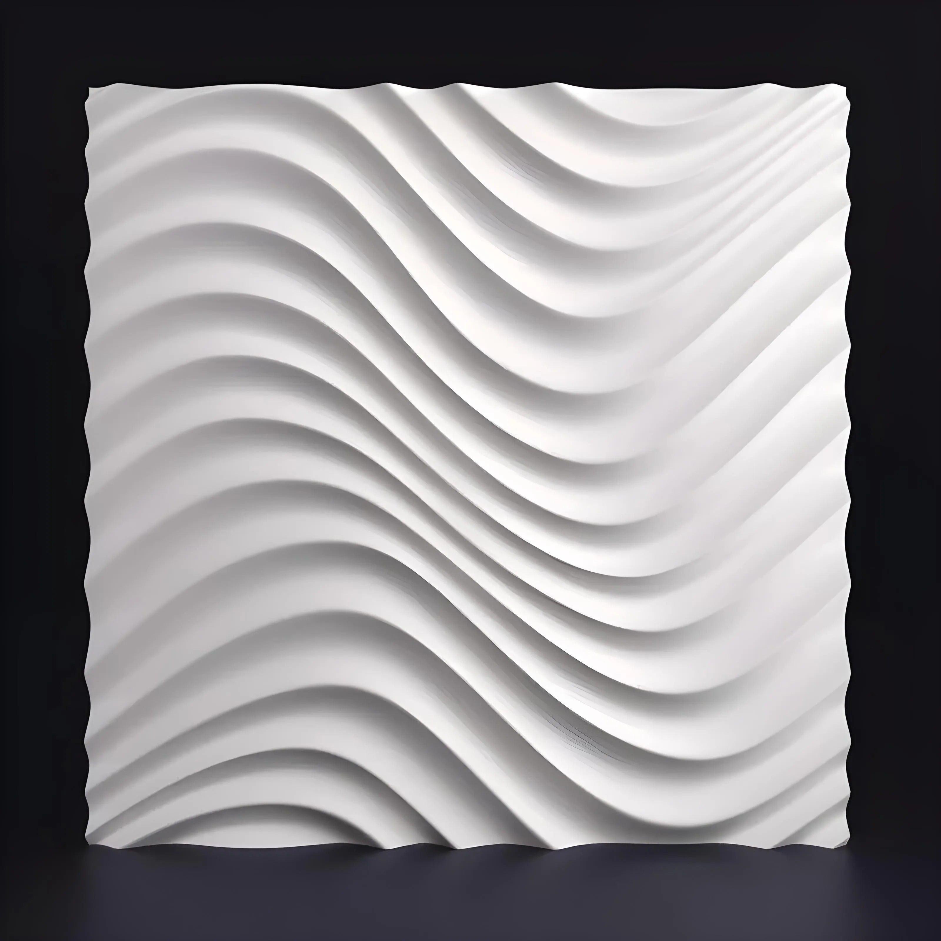 3d textured decorative wall coverings, 3d gypsum porcelain plaster effect wall panels, waves dunes lines design in white, product photo