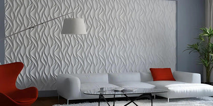 3d gypsum wall panel Swiss quality living room white feature wall wave pattern vertical