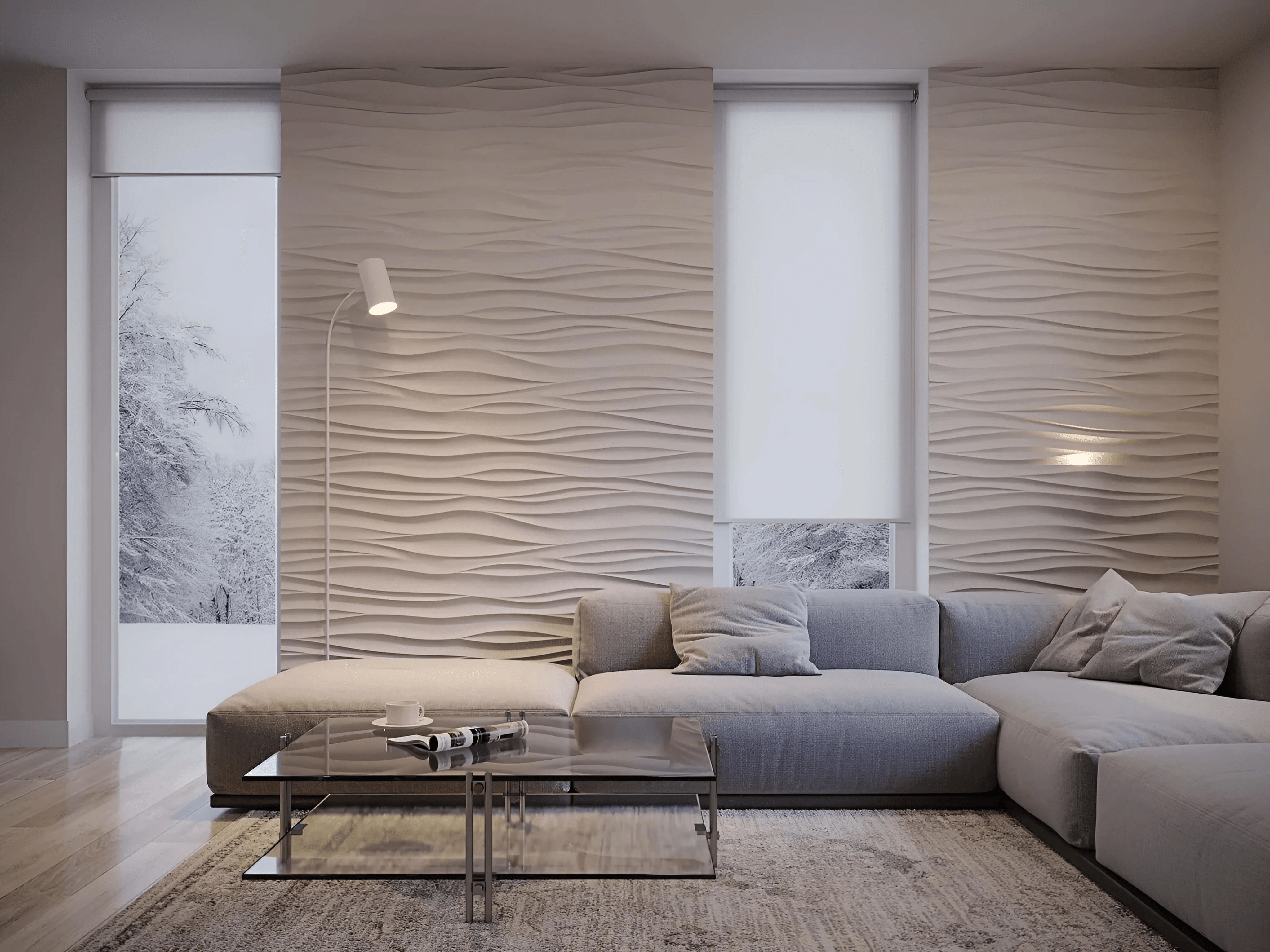 3d wall panel gypsum waves dunes design Swiss quality living room feature wall design