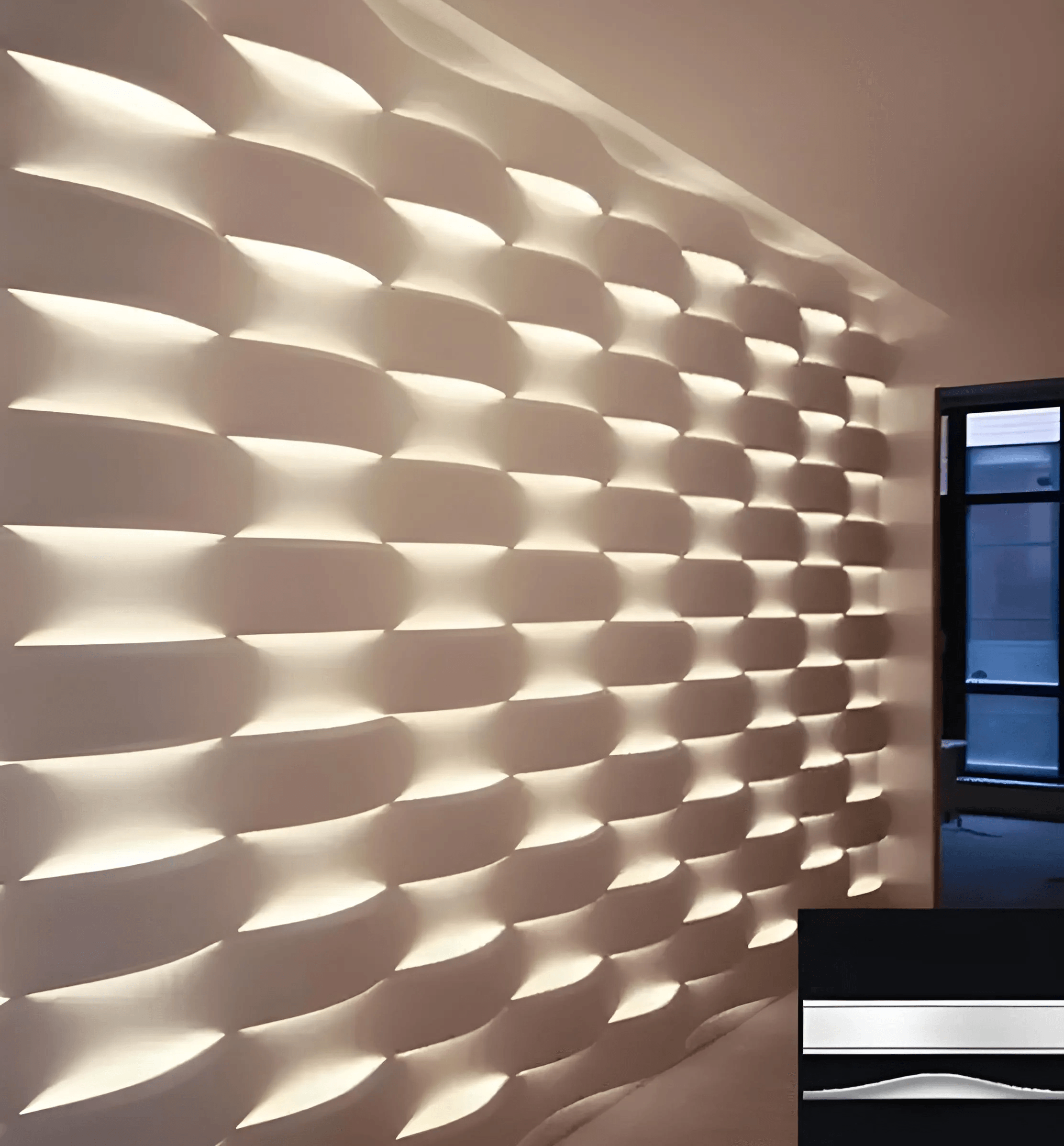 led 3d wall panels gypsum Swiss quality waves linear design office feature wall