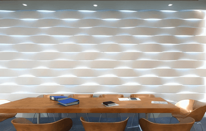 led 3d wall panels gypsum Swiss quality waves linear design office feature wall