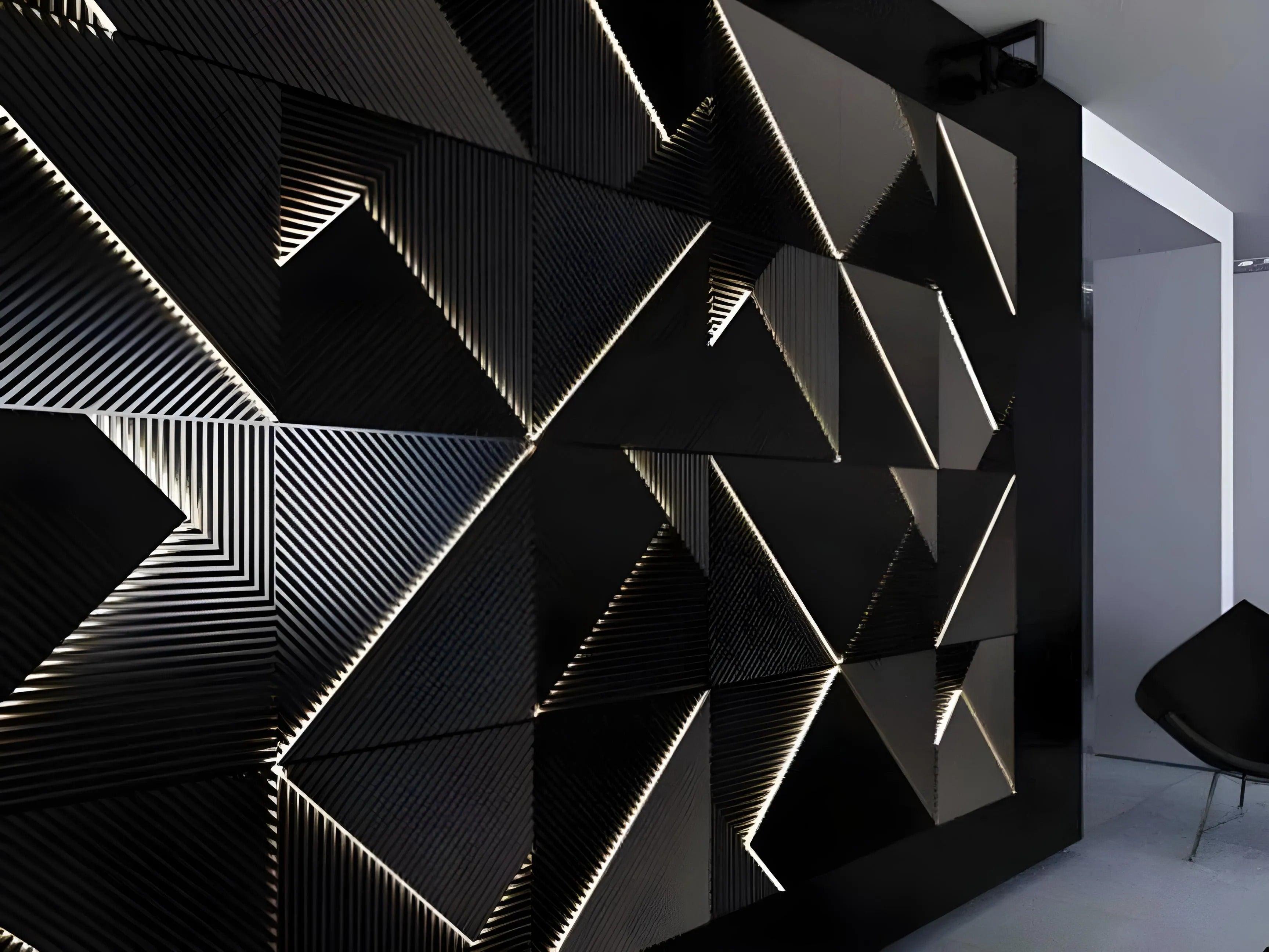 3d gypsum led panel Swiss quality linear modern design black feature office