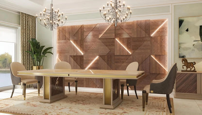 3d gypsum led panel Swiss quality linear modern design brown feature wall dining room