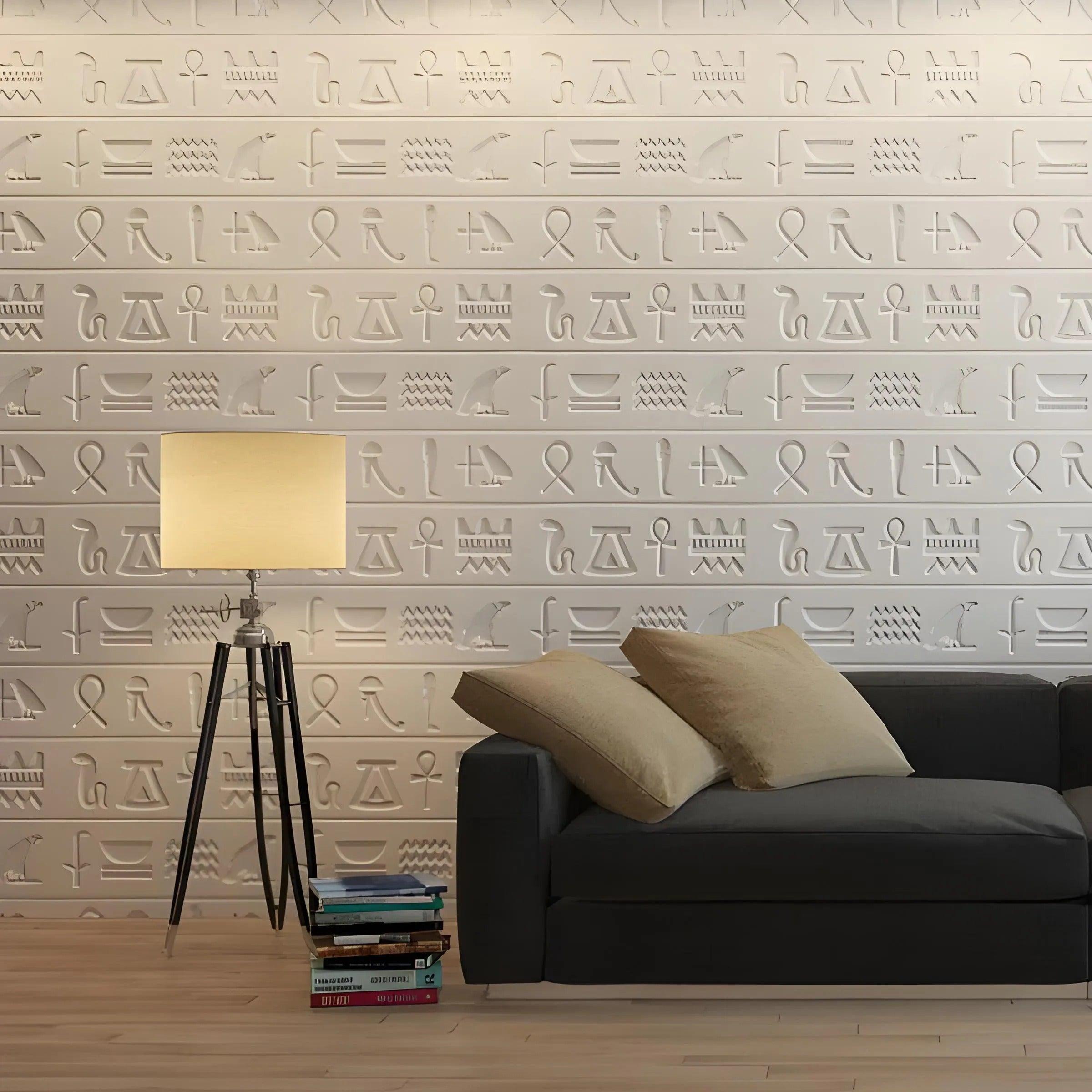 3d gypsum wall panel Swiss quality hieroglyph design living room feature wall