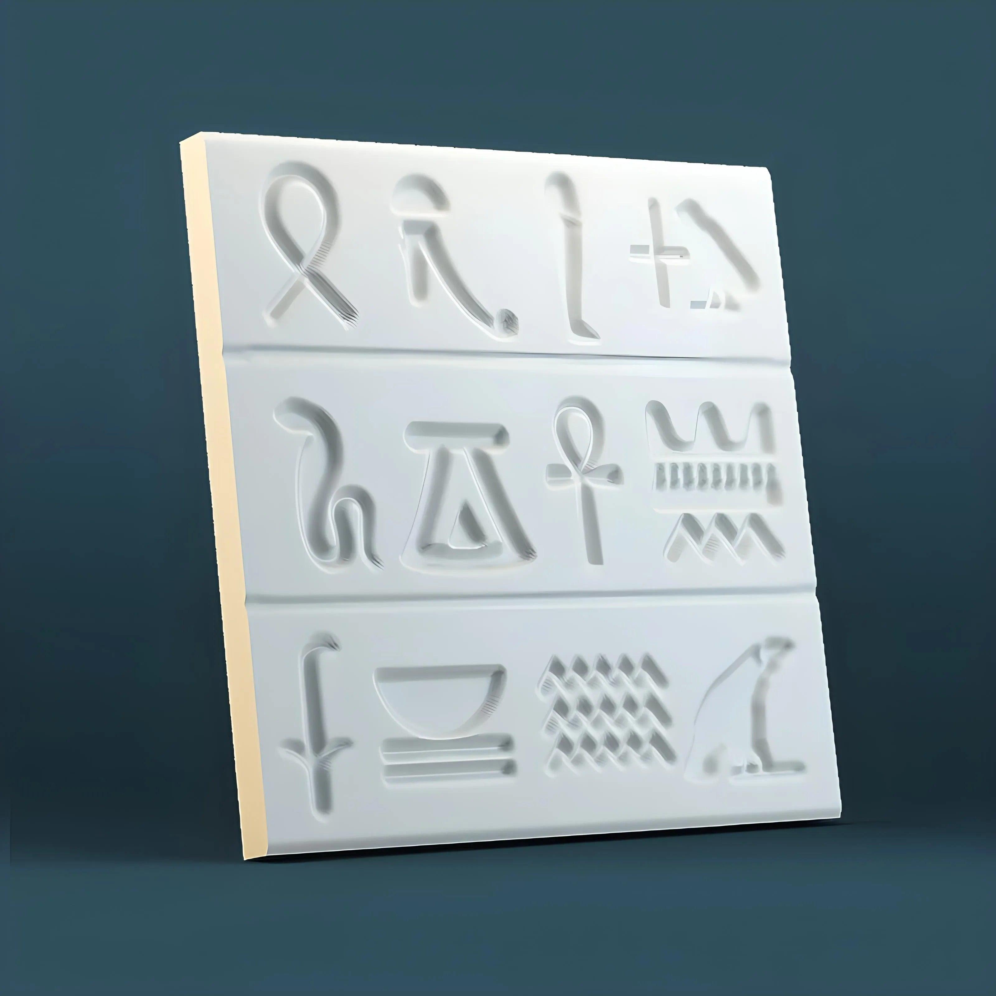 product photo 3d gypsum wall panel Swiss quality hieroglyph design  feature wall