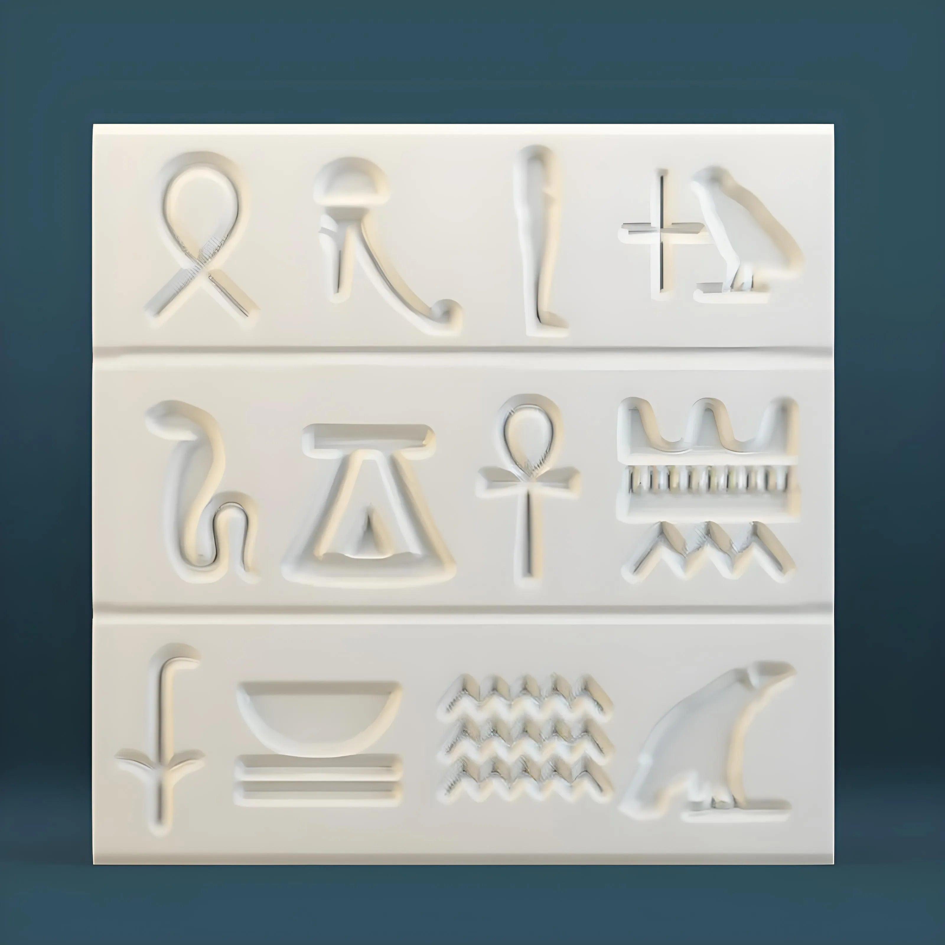 product photo 3d gypsum wall panel Swiss quality hieroglyph design  feature wall