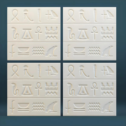 product photo 3d gypsum wall panel Swiss quality hieroglyph design  feature wall