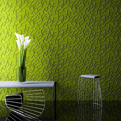 product photo 3d gypsum wall panel Swiss quality white floral wave pattern green feature wall