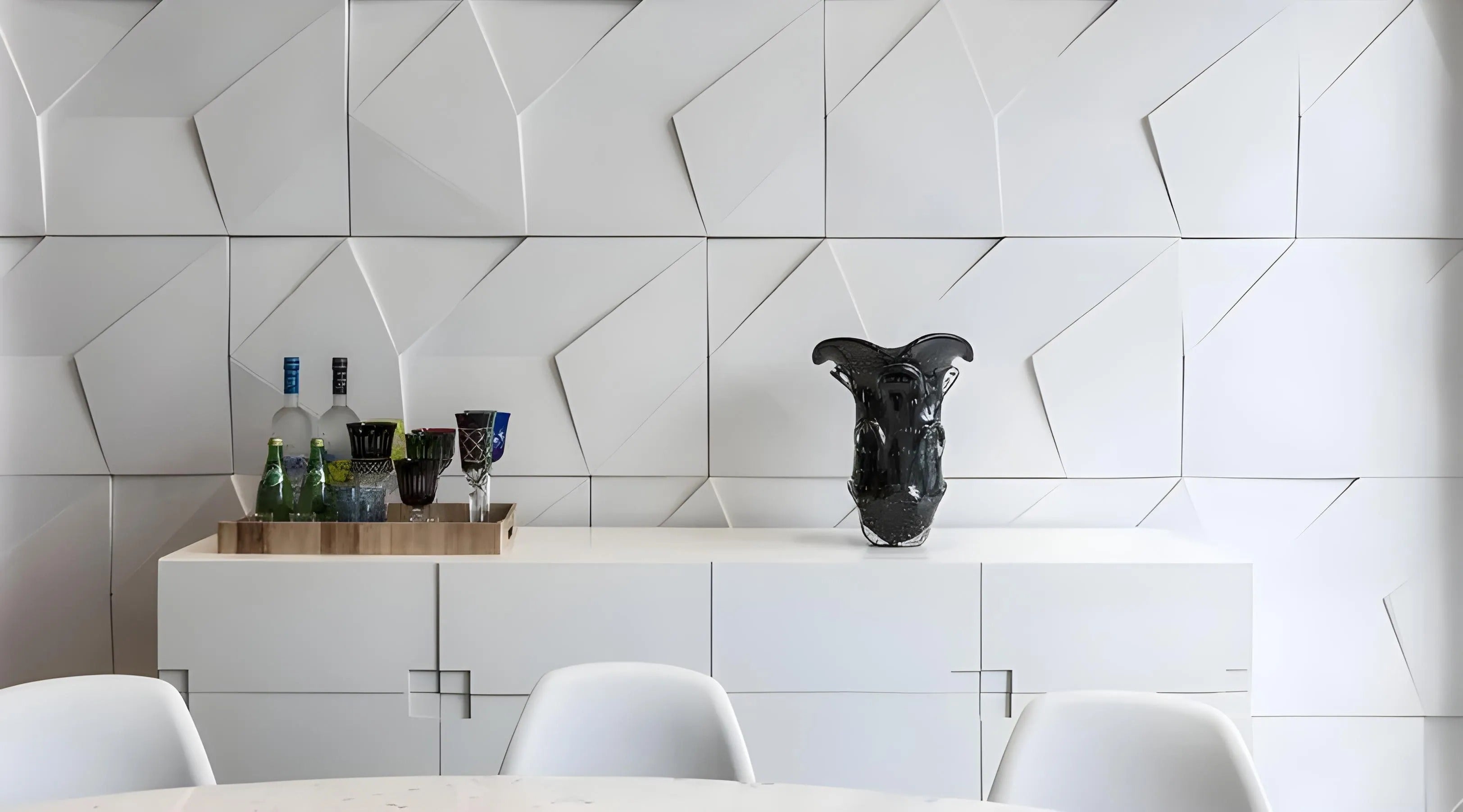 Textured 3D wall panels featuring an angular, geometric design that enhances depth and dimension. Made from premium gypsum, these fire-resistant and eco-conscious panels bring a bold, architectural aesthetic to interiors. Perfect for modern spaces, they seamlessly blend style and functionality.