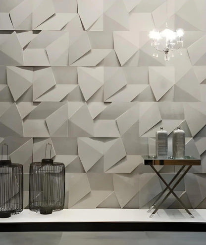 3d wall panel gypsum Swiss quality abstract origami pattern modern interior design