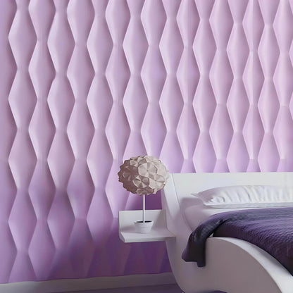 3d decorative textured wall covering, 3d gypsum porcelain plaster effect wall panels, zigzag lines design pattern, purple feature wall three dimensional wall art design interior