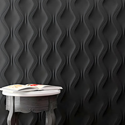 3d gypsum wall panel black modern feature wall with groove wave pattern Swiss quality