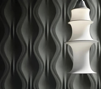 3d gypsum wall panel black modern feature wall with groove wave pattern Swiss quality