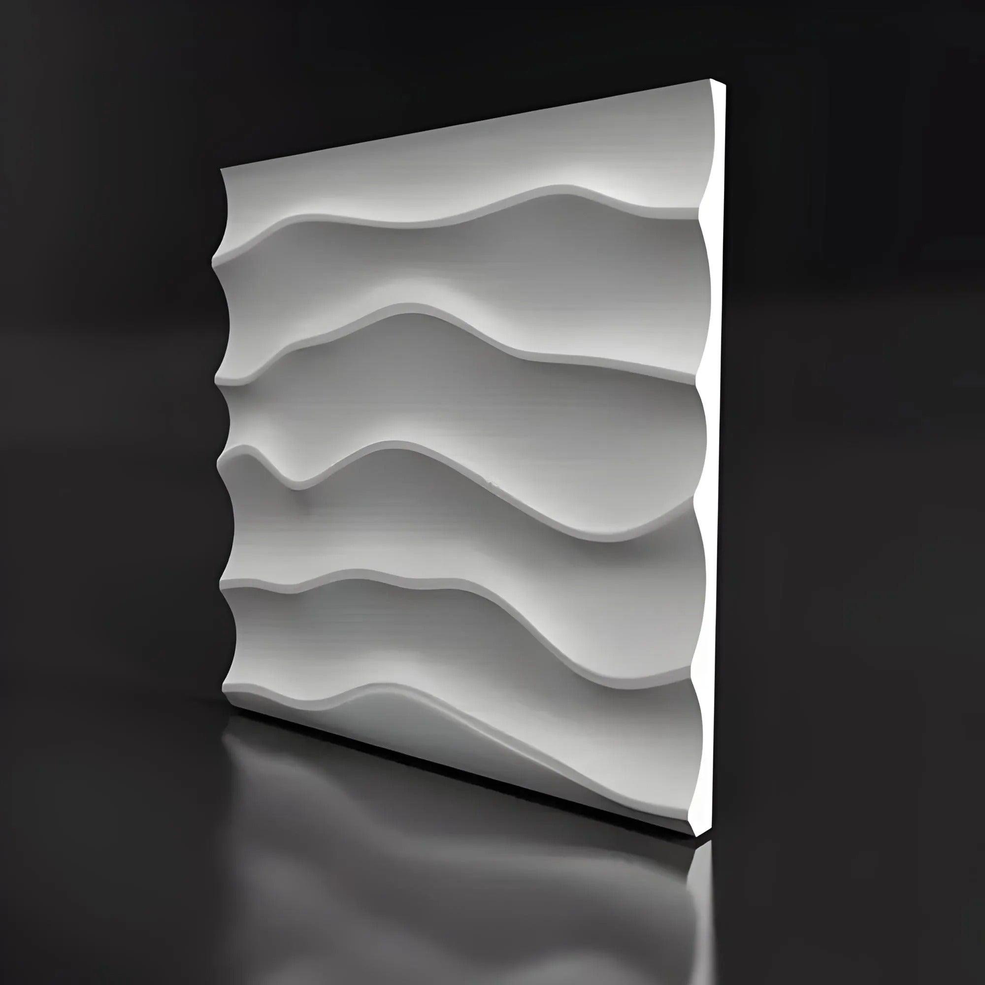 product photo 3d textured panels porcelain plaster effect, three dimensional wall art, 3d gypsum panels, wave dune design pattern