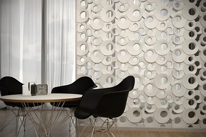 3d gypsum panel wall design see-through white decorative wall office