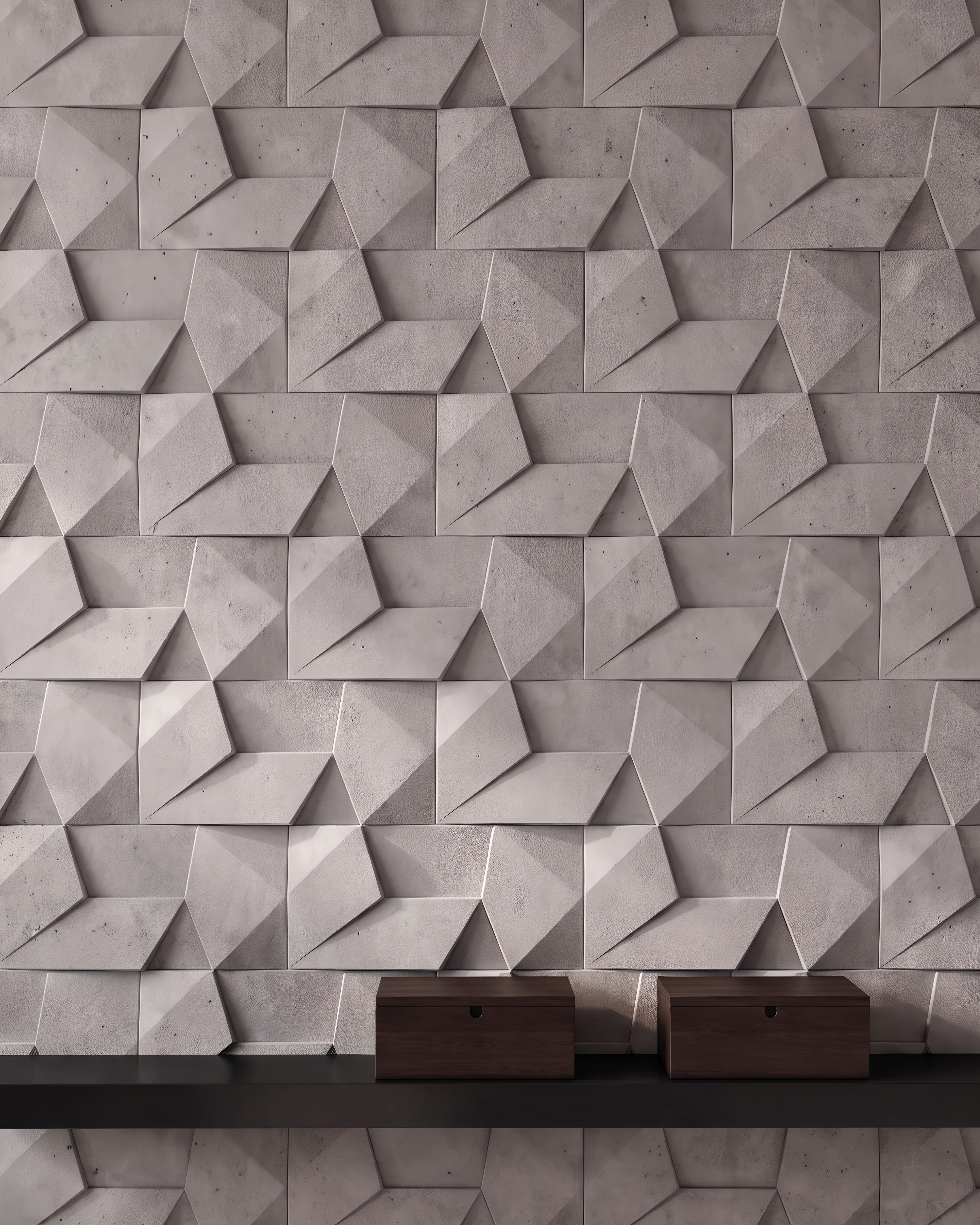 ORIGAMI 0024 gypsum 3D wall panel texture close up with folded geometric facets