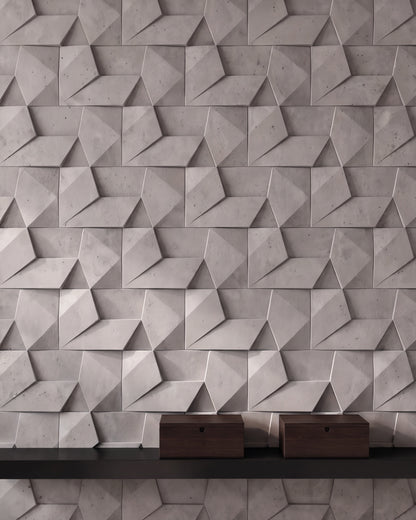 ORIGAMI 0024 gypsum 3D wall panel texture close up with folded geometric facets
