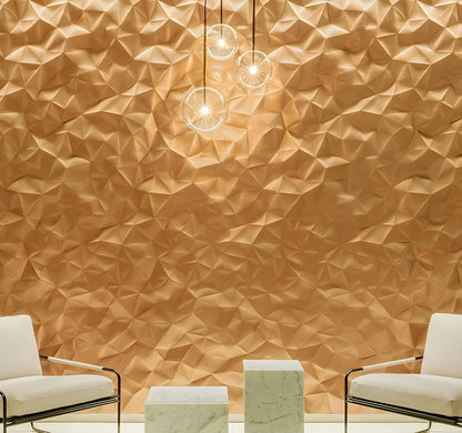 3d wall panel gypsum Swiss quality facet scrunched design golden feature wall