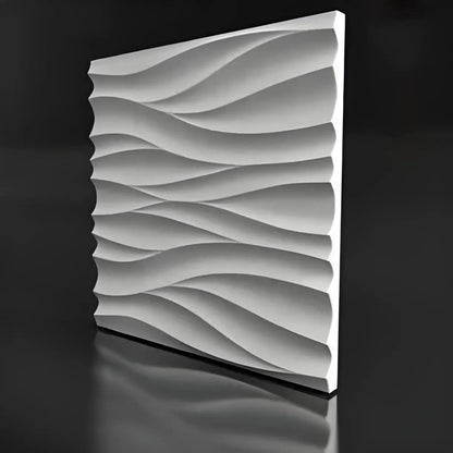 product photo, 3d textured decorative wall panel, 3d gypsum porcelain plaster wall covering, wave smooth lines design pattern, 