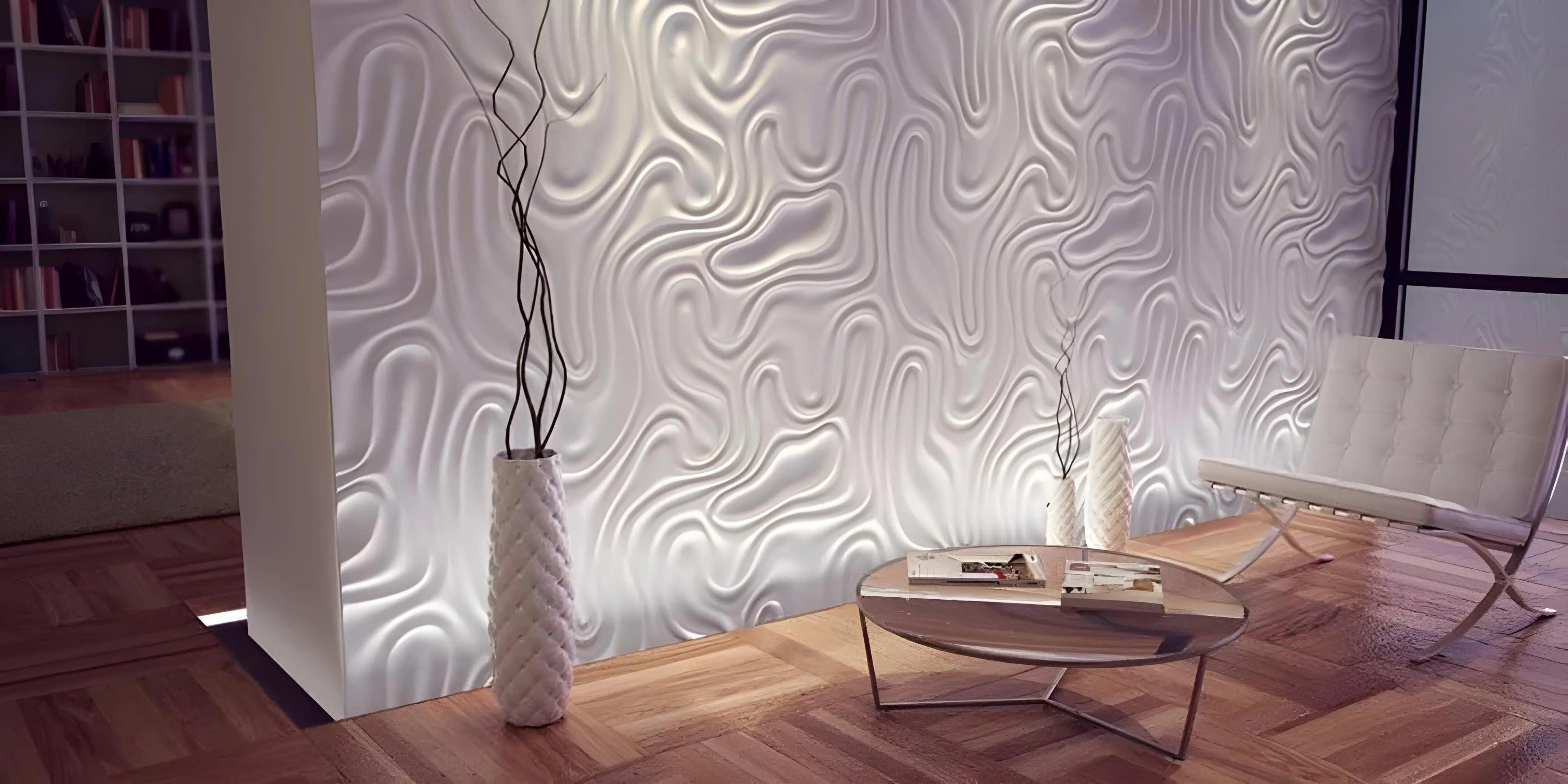 3d textured decorative panel, 3d gypsum wall covering, abstract wave pattern, 