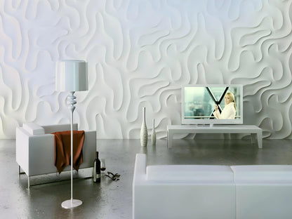 3d wall panel gypsum waves smoke liquid design Swiss quality living room design white feature wall